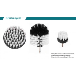 3Lü Temizlik Fırça Seti Matkaplara Uyumlu Vakumlu BHD00900