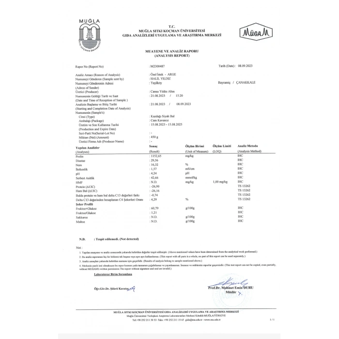 SİYAH BAL( Kazdağları Meşe-Kestane Balı ) 850gr