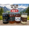 Kazdağı 4’lü Premium Set (Siyah Bal 500g • Polifloralı Çiçek Balı 500g • Çam Balı 500g• Krem Bal 500g)