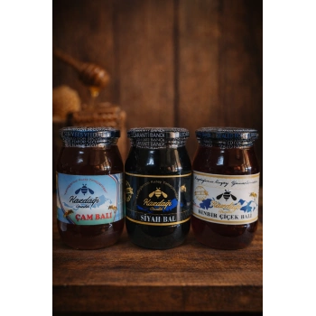 Kazdağı 3lü Bal Seti (Siyah Bal 500g • Çiçek Balı 500g • Çam Balı 500g)
