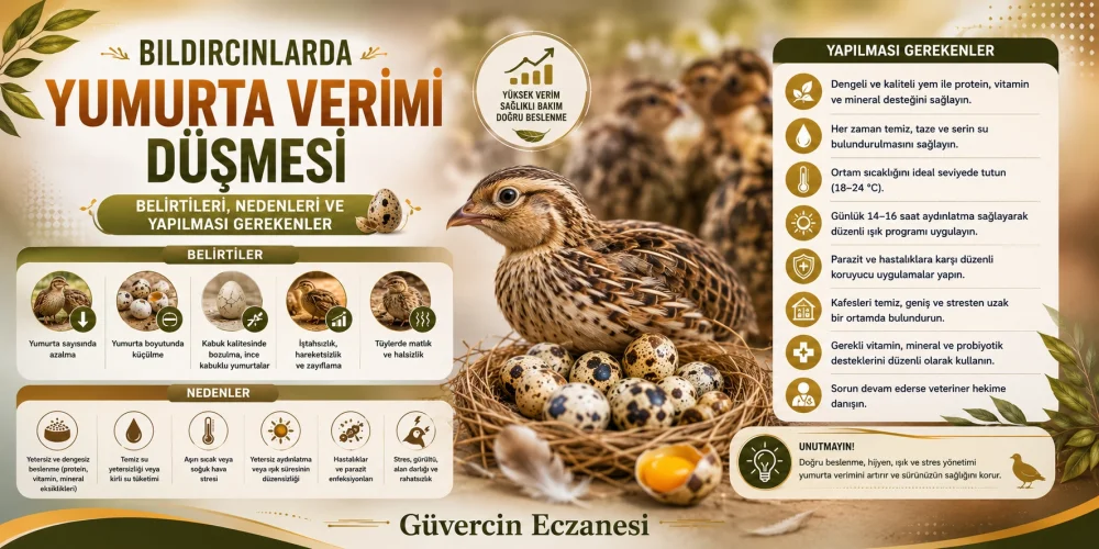 Bıldırcınlarda Yumurta Verimi Düşmesi: Belirtileri, Nedenleri ve Yapılması Gerekenler