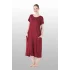 Estiva 25234 Kadın Likra Viskon Kısa Kol Cepli Midi Elbise