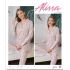 Alissa 6204  Bayan Önü Düğmeli Flamingo Desenli Pijama Takımı