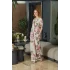 Aqua 26546 Kadın Desenli Düğmeli Kısa Kol Pijama Takım