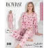 Boyraz 0334 Kadın Raporlu Uzun Kol Pijama Takımı