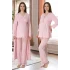Effortt 4054 Biye Detaylı Sabahlıklı Lohusa Pijama Takımı