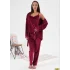 Estiva 24397 Bayan Kadife 3lü Pijama Takım