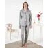 Estiva 25360 Gömlek Yaka Çizgili Kadife Pijama Takımı
