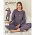 Lindros 05006 Raporlu Polar Kumaş Uzun Kol Pijama Takımı