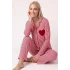 Pjs 30144 Kadın Çizgili Uzun Kol Pijama Takımı