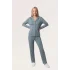 Pjs 30198 Kadın Önden Düğmeli Uzun Kol Pijama Takımı