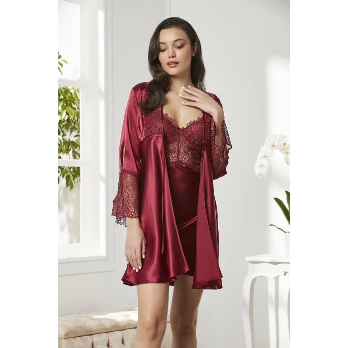 Pierre Cardin 6625 Kısa Gecelikli 6lı İpek Set