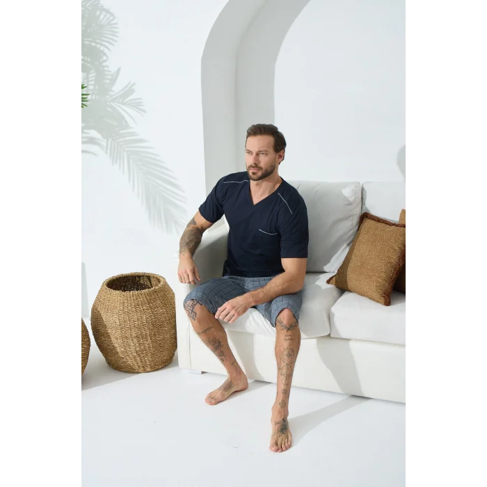 Kocabey 9454 Erkek V Yaka Kısa Kol Kapri Takım