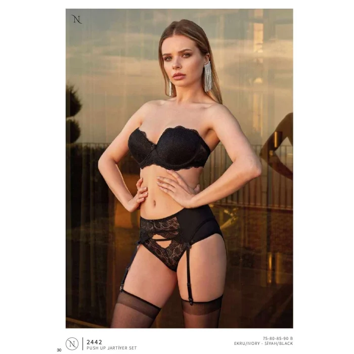 Nurteks 2442 Bayan Straplez Jartiyer Takım