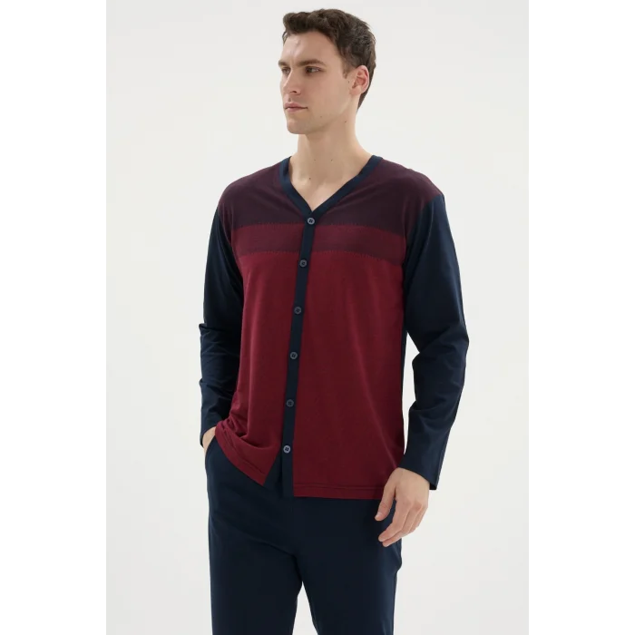 Kocabey Dm-26104 V Yaka Boydan Düğmeli Pijama Takımı