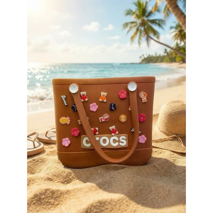 Crocs Stil Jibbitzli Kadın Plaj Çantası