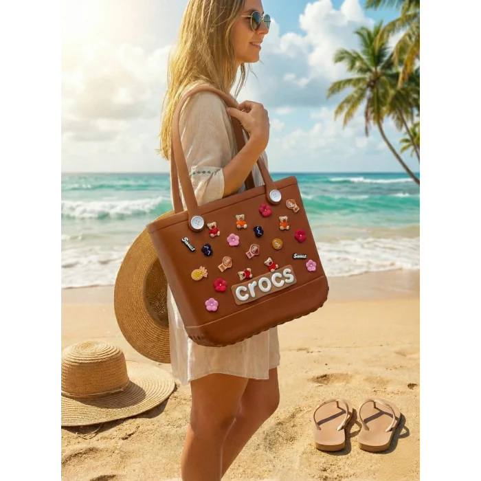 Crocs Stil Jibbitzli Kadın Plaj Çantası