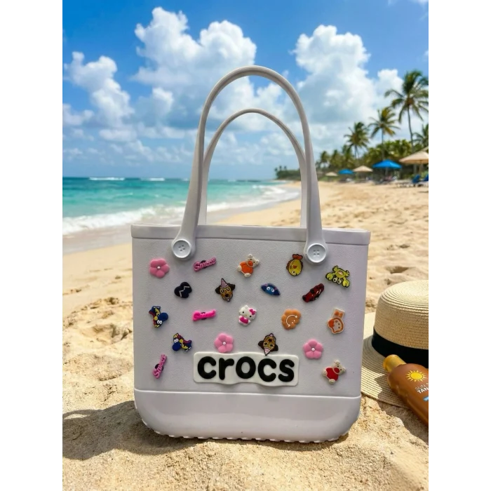 Crocs Stil Jibbitzli Kadın Plaj Çantası