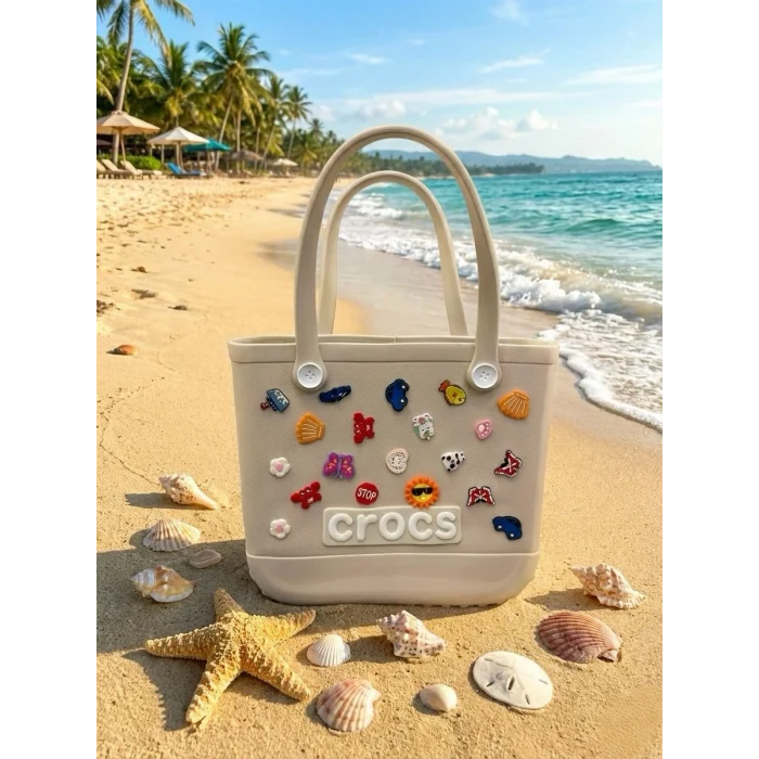 Crocs Stil Jibbitzli Kadın Plaj Çantası