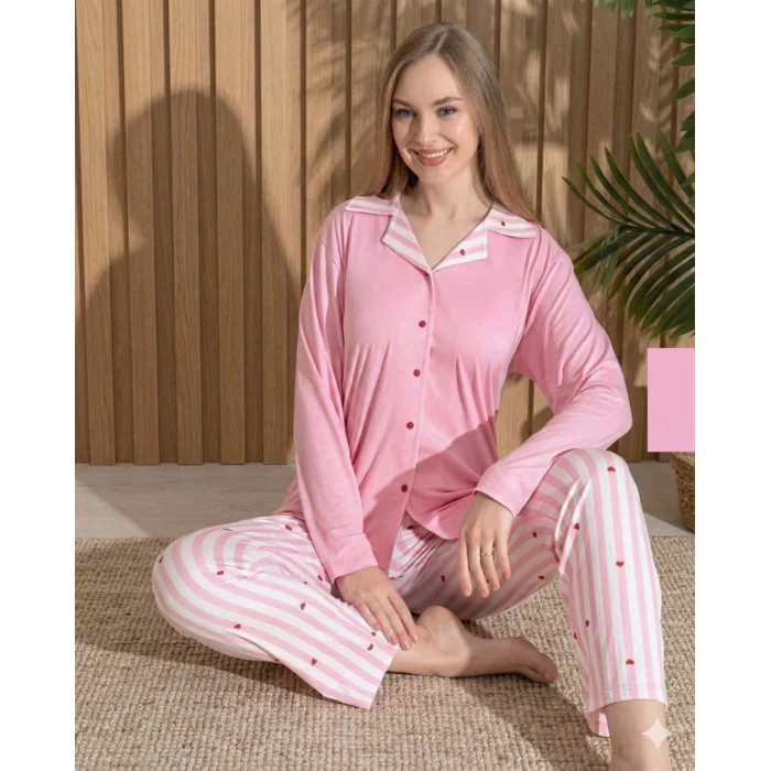 Boyraz ML-01025 Kadın Milan Uzun Kol Pijama Takımı