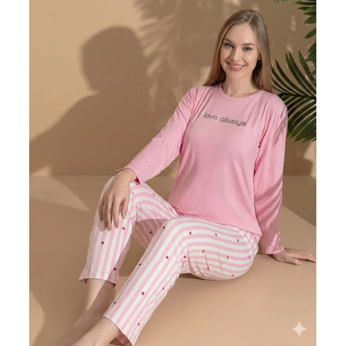 Boyraz ML-01022 Kadın Milan Uzun Kol Pijama Takımı