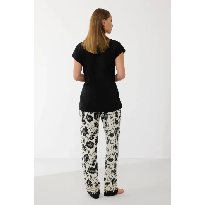 Anıl 11709 Kadın Kısa Kol Tencel Kumaş Desenli Pijama Takımı