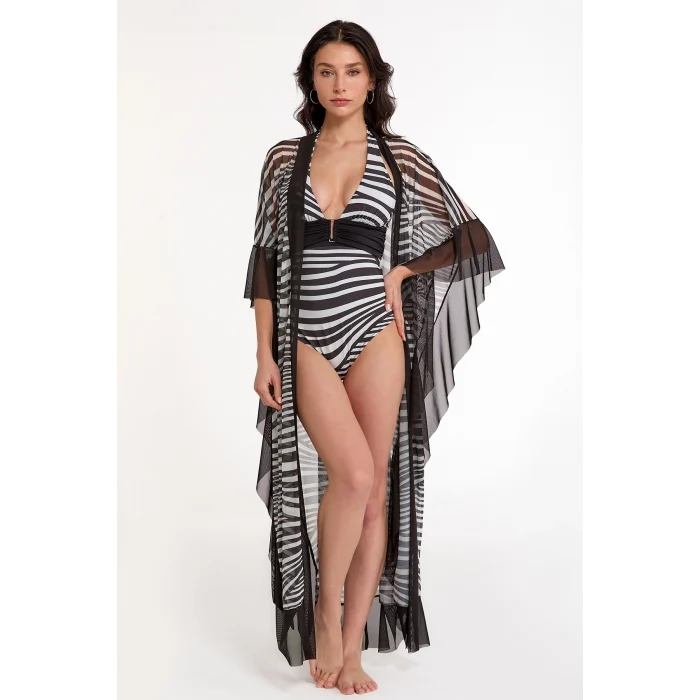 Argento 2153-3034 Kadın Kuşaklı Uzun Kaftan