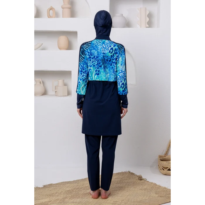 Adasea 1208 Sentre Likralı Uzun Kollu Tesettür Mayo