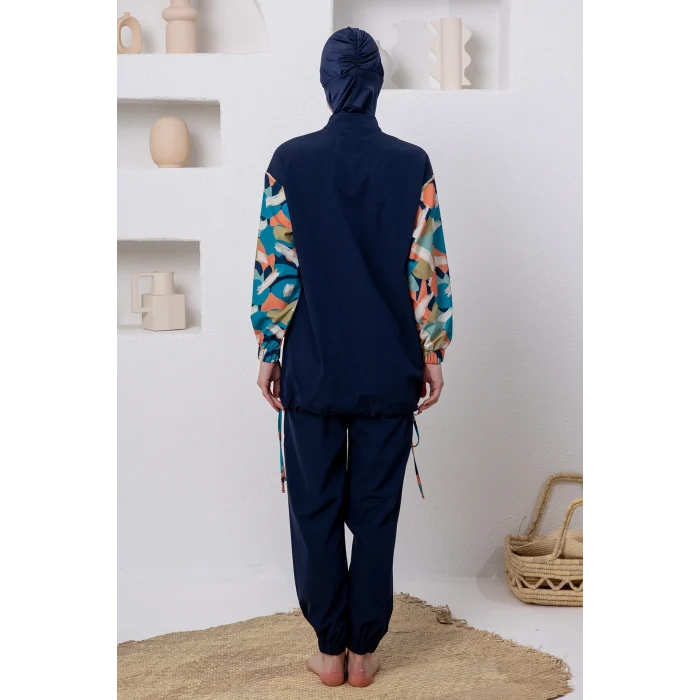 Adasea 1217 Harper Likralı Uzun Kollu Tesettür Mayo