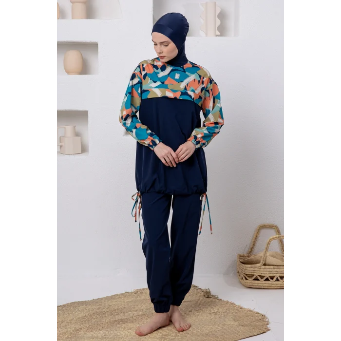 Adasea 1217 Harper Likralı Uzun Kollu Tesettür Mayo