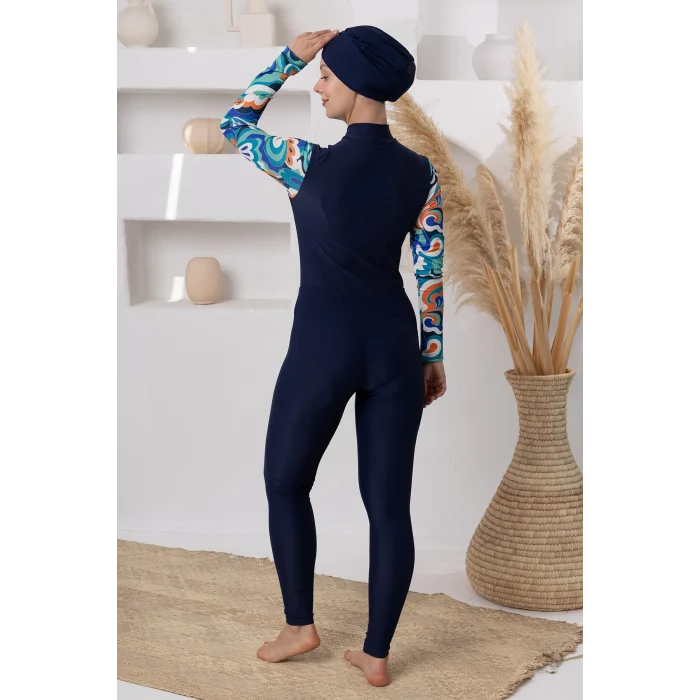 Adasea 1115 Aurora Likralı Uzun Kollu Tesettür Mayo