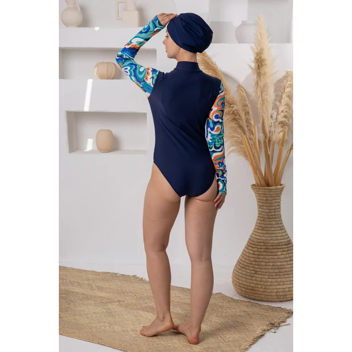 Adasea 1115 Aurora Likralı Uzun Kollu Tesettür Mayo