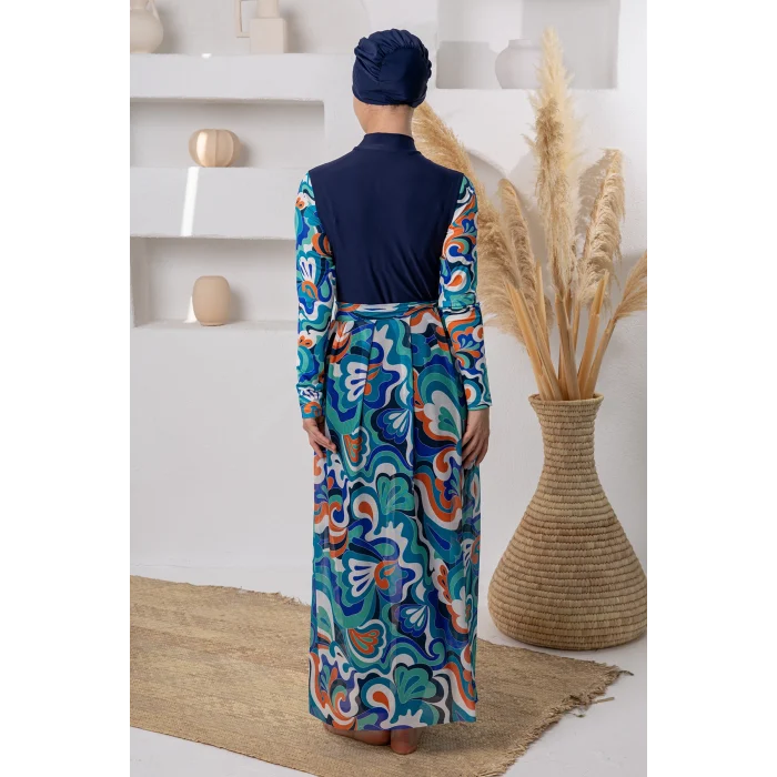 Adasea 1115 Aurora Likralı Uzun Kollu Tesettür Mayo