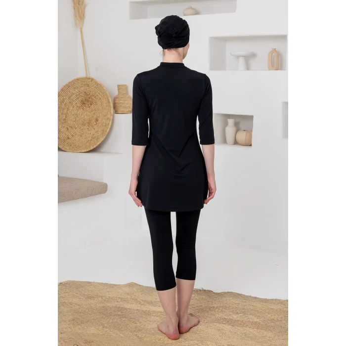 Adasea 1601 Anda Likralı Yarım Kollu Tesettür Mayo