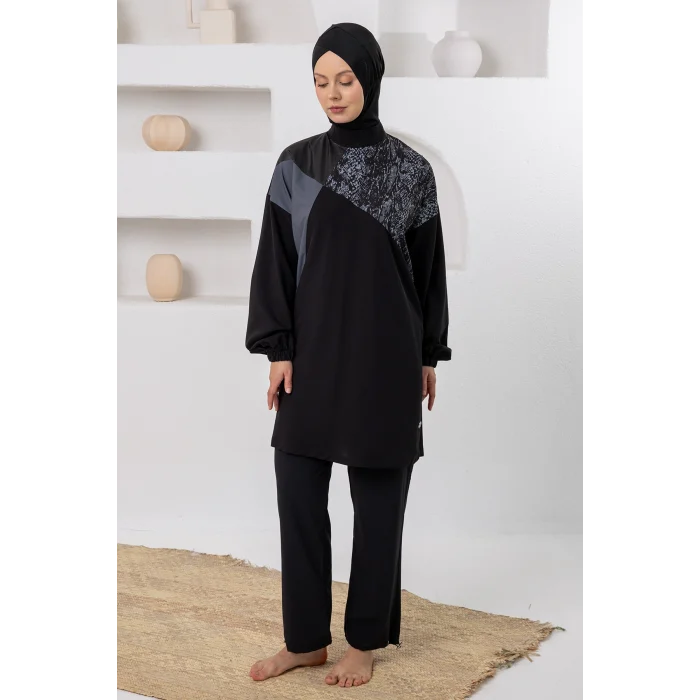 Adasea 1223 Melody Likralı Uzun Kollu Tesettür Mayo