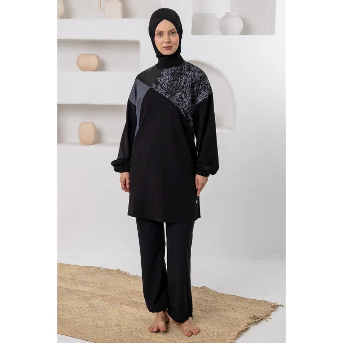 Adasea 1223 Melody Likralı Uzun Kollu Tesettür Mayo