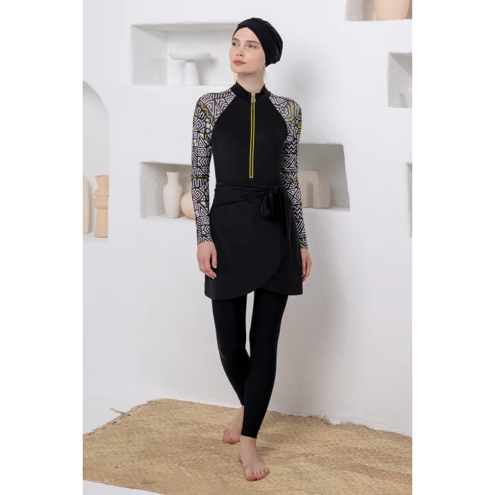 Adasea 1112 Judy Likralı Uzun Kollu Tesettür Mayo