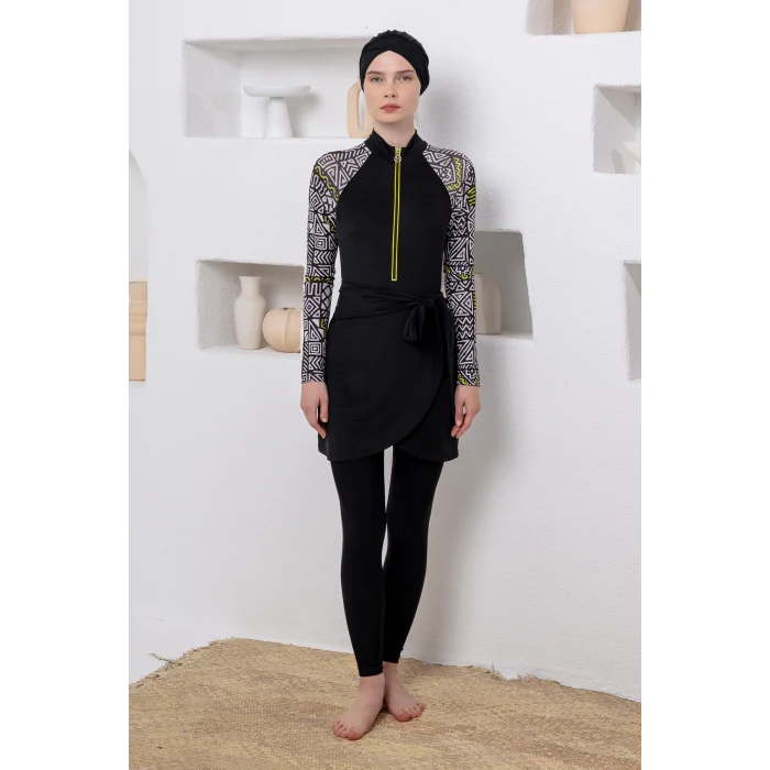 Adasea 1112 Judy Likralı Uzun Kollu Tesettür Mayo