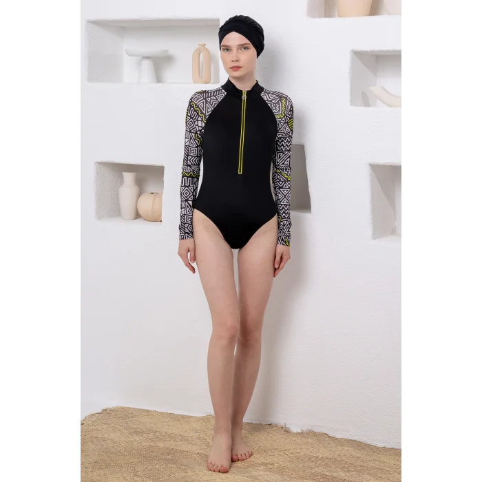 Adasea 1112 Judy Likralı Uzun Kollu Tesettür Mayo