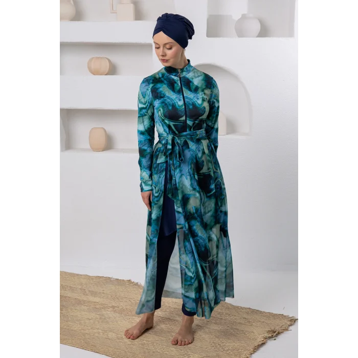 Adasea 1117 Rendy Likralı Uzun Kollu Tesettür Mayo