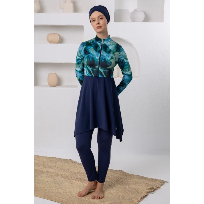 Adasea 1117 Rendy Likralı Uzun Kollu Tesettür Mayo