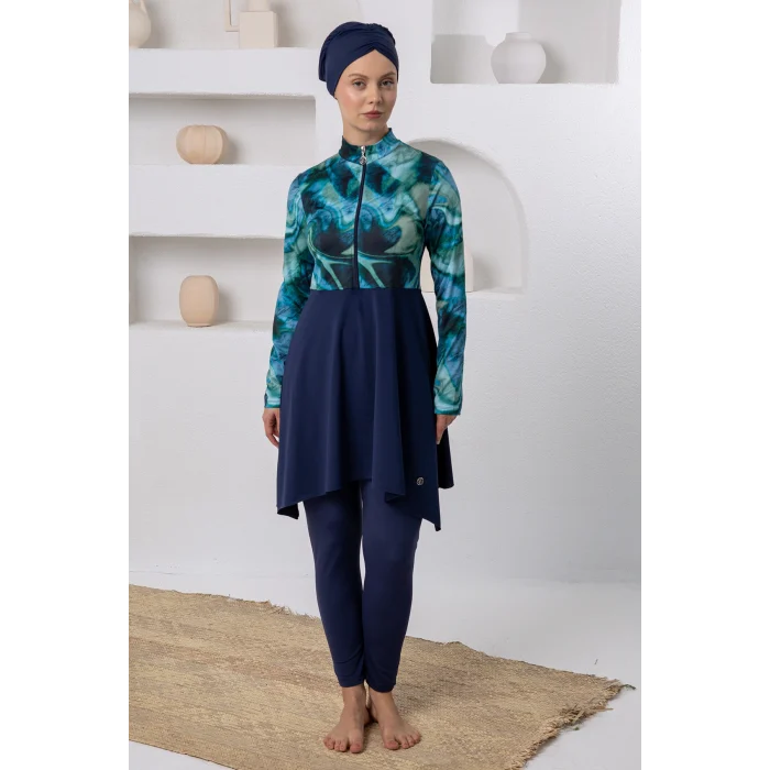 Adasea 1117 Rendy Likralı Uzun Kollu Tesettür Mayo