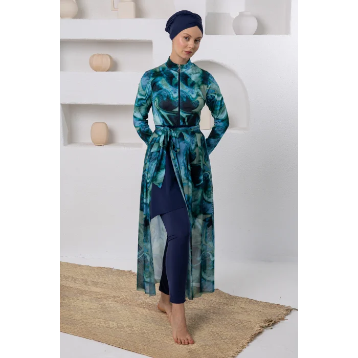 Adasea 1117 Rendy Likralı Uzun Kollu Tesettür Mayo