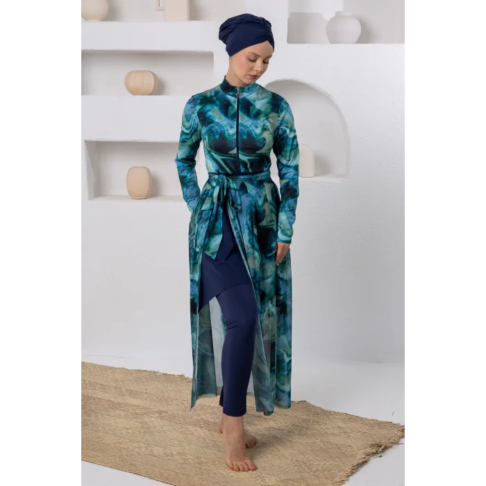 Adasea 1117 Rendy Likralı Uzun Kollu Tesettür Mayo