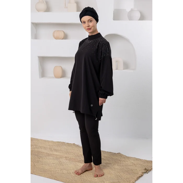 Adasea 1224 Alexandra Likralı Uzun Kollu Tesettür Mayo