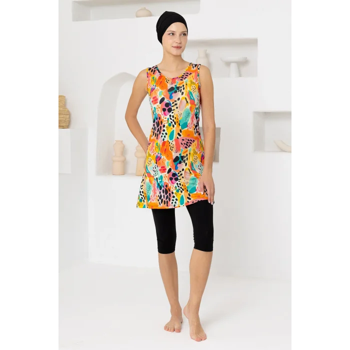 Maresiva 2609 Galıa Likralı Kolsuz Tesettür Mayo