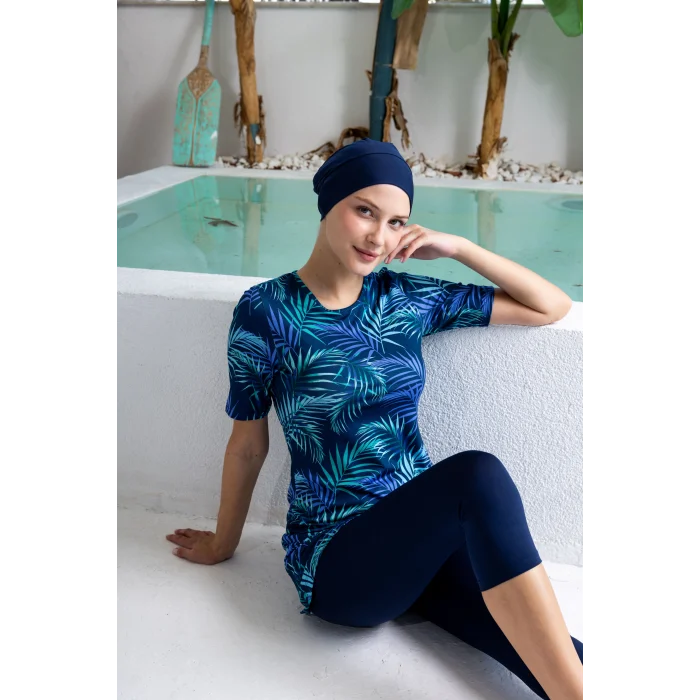 Maresiva 2603 Boomer Likralı Yarım Kollu Tesettür Mayo