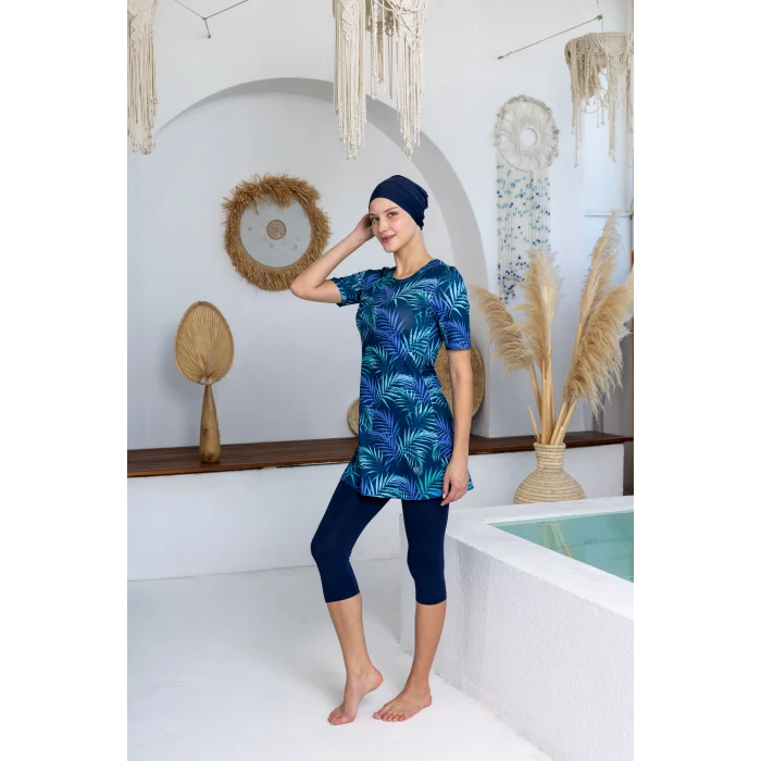 Maresiva 2603 Boomer Likralı Yarım Kollu Tesettür Mayo