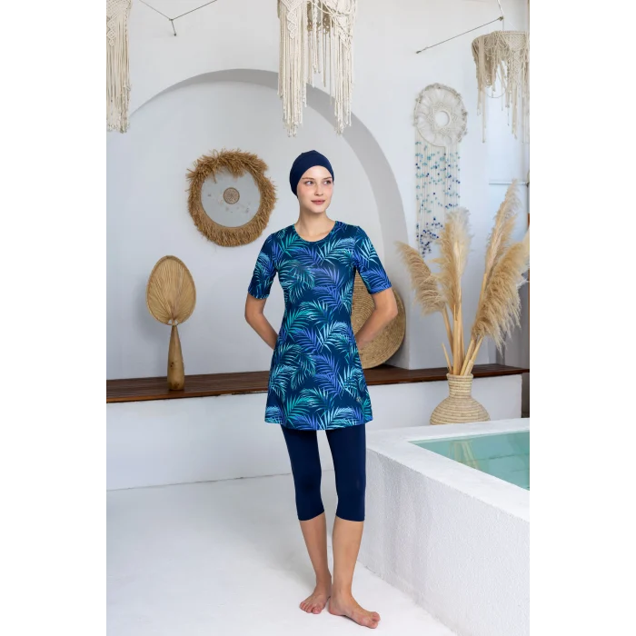 Maresiva 2603 Boomer Likralı Yarım Kollu Tesettür Mayo