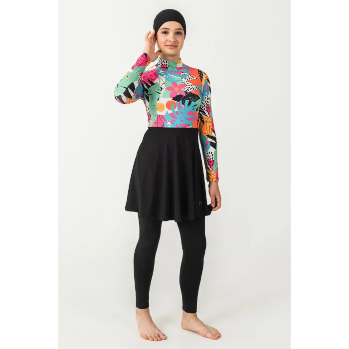 Maresiva 2902 Kız Çocuk Cındy Likralı Uzun Kollu Tesettür Mayo